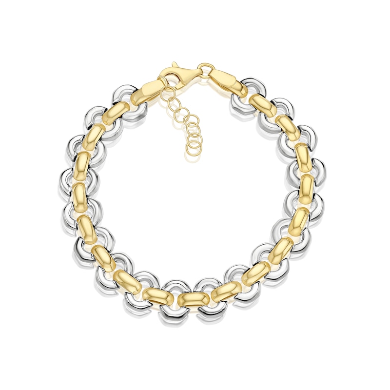 Main Image 1 of Sterling Silver & Gold Plated Two Tone 7+1" Link Chain Bracelet