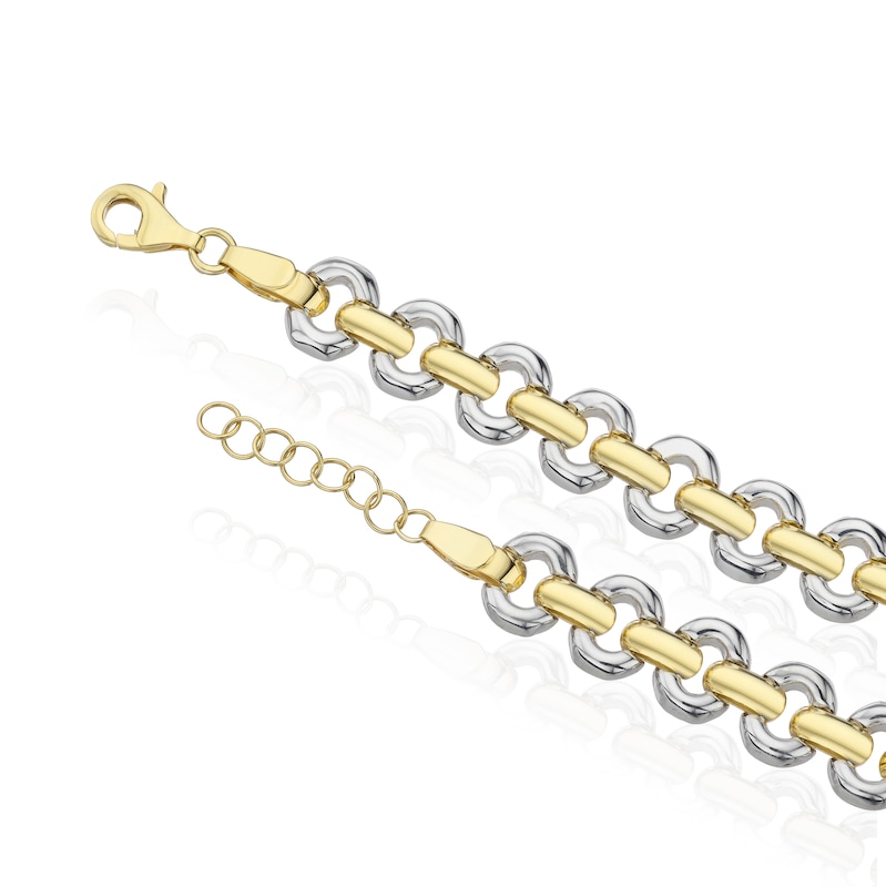 Main Image 3 of Sterling Silver & Gold Plated Two Tone 7+1" Link Chain Bracelet
