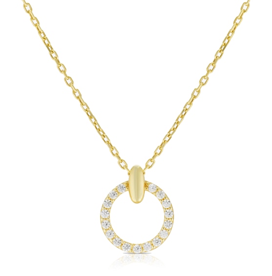 9ct Yellow Gold and Cubic Zirconia Open Circle Pendant