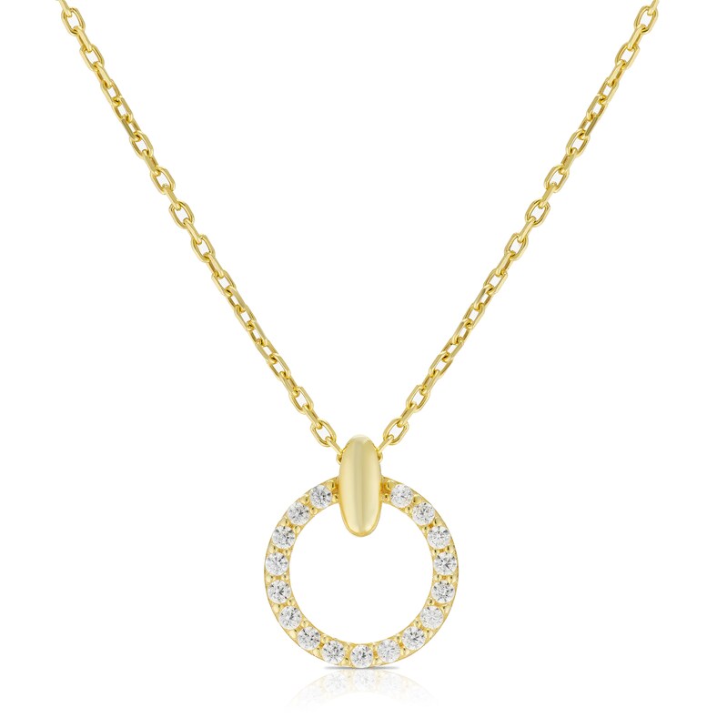 Main Image 1 of 9ct Yellow Gold & Cubic Zirconia Open Circle Pendant