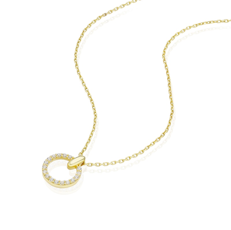 Main Image 2 of 9ct Yellow Gold & Cubic Zirconia Open Circle Pendant