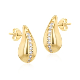 9ct Yellow Gold Cubic Zirconia Tear Drop Stud Earrings