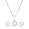Thumbnail Image 1 of Sterling Silver Cultured Freshwater Pearl Cubic Zirconia Earrings & Pendant Set