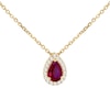 Thumbnail Image 1 of 9ct Yellow Gold 17+1" Red & Clear Cubic Zirconia Pear Shaped Pendant Necklace