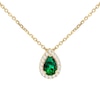 Thumbnail Image 1 of 9ct Yellow Gold 17+1" Green & Clear Cubic Zirconia Pear Shaped Pendant Necklace