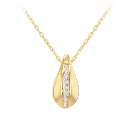 9ct Yellow Gold 16+1" Cubic Zirconia Tear Drop Pendant