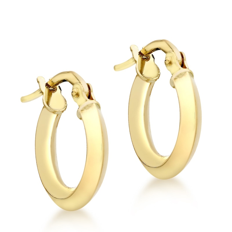 Main Image 1 of 9ct Yellow Gold 13mm Small Knife Edged Hoop Earrings