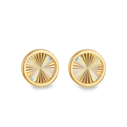9ct Yellow Gold 8mm Diamond Cut Circle Stud Earrings
