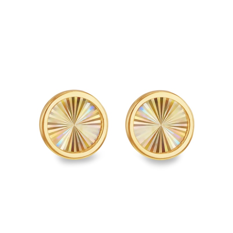 Main Image 1 of 9ct Yellow Gold 8mm Diamond Cut Circle Stud Earrings