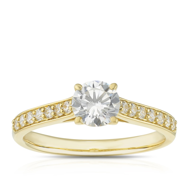 Main Image 1 of 9ct Yellow Gold & Cubic Zirconia Solitaire Ring
