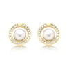 Thumbnail Image 1 of 9ct Yellow Gold Cultured Freshwater Pearl & Cubic Zirconia Circle Halo Stud Earrings