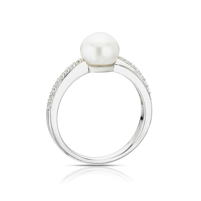 Main Image 3 of Sterling Silver Cultured Freshwater Pearl & Cubic Zirconia Ring