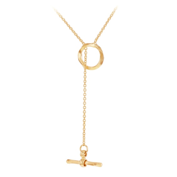 9ct Yellow Gold 17+1 Diamond Cut T-Bar Necklace
