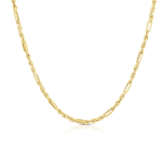 9ct Yellow Gold 18 Diamond Cut Figaro Chain Necklace