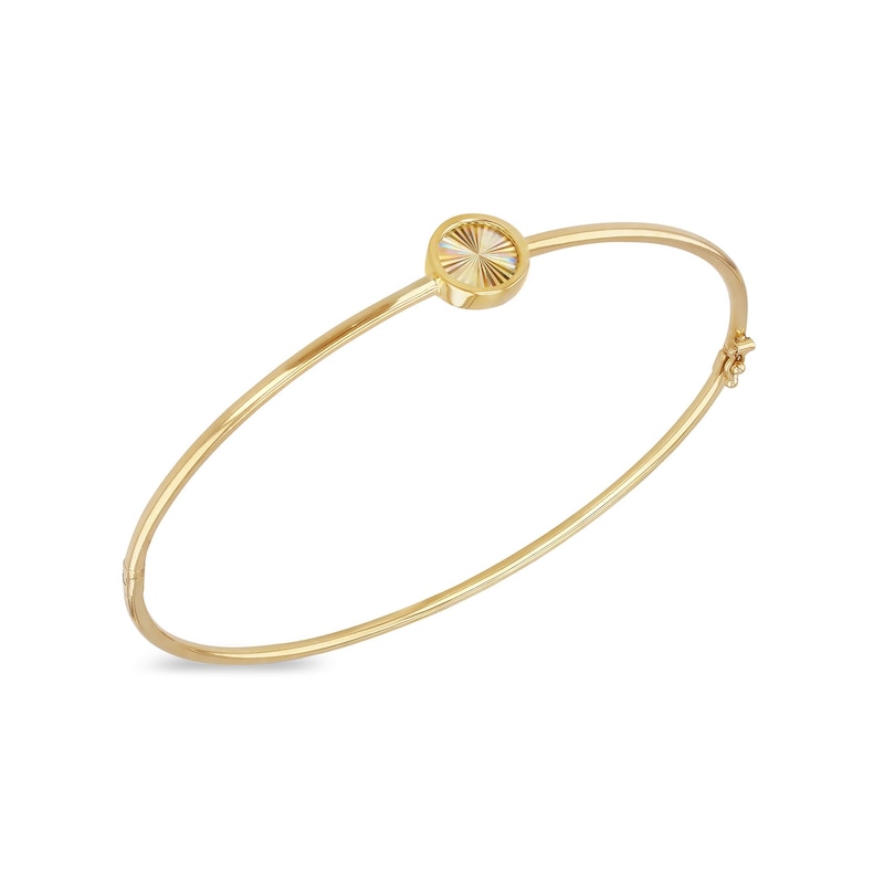 Main Image 1 of 9ct Yellow Gold Diamond Cut Circle Bangle