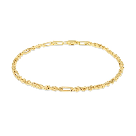 9ct Yellow Gold 7.25 Diamond Cut Figaro Bracelet