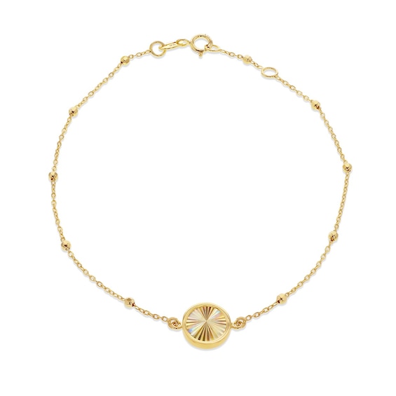 9ct Yellow Gold 7 Diamond Cut Circle Bracelet