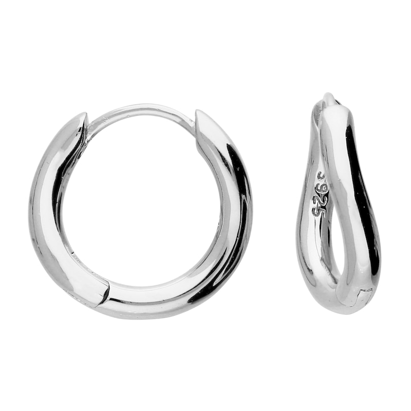 Main Image 1 of Sterling Silver 16mm Polished Tube Curved Hoop Earrings