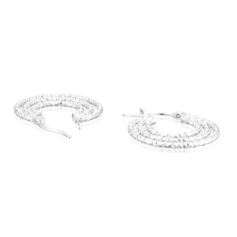 Main Image 2 of Sterling Silver Diamond Cut Multi Layer Hoop Earrings