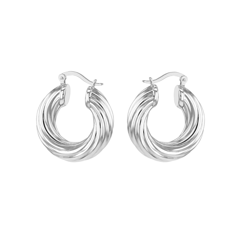 Main Image 1 of Sterling Silver 29mm Twist Polished Hoop Earrings