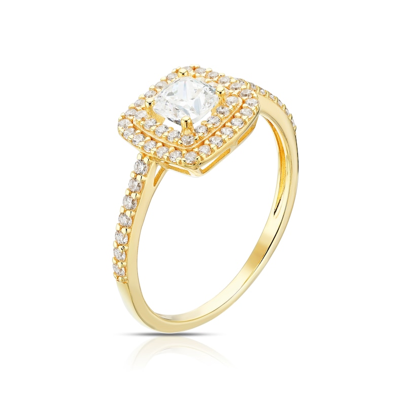 Main Image 2 of 9ct Yellow Gold Cubic Zirconia Double Halo Ring