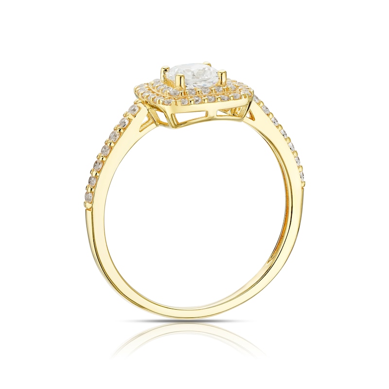 Main Image 3 of 9ct Yellow Gold Cubic Zirconia Double Halo Ring