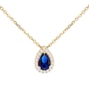 Thumbnail Image 1 of 9ct Yellow Gold 17+1" Blue & Clear Cubic Zirconia Pear Shaped Pendant Necklace