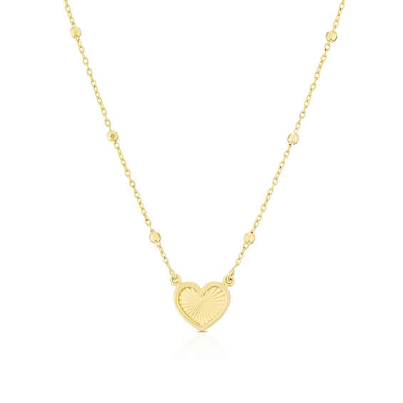9ct Yellow Gold 17.75 Diamond Cut Heart Shaped Pendant