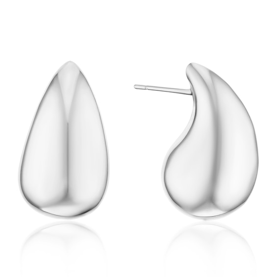 Sterling Silver Polished Large Drop Stud Earrings