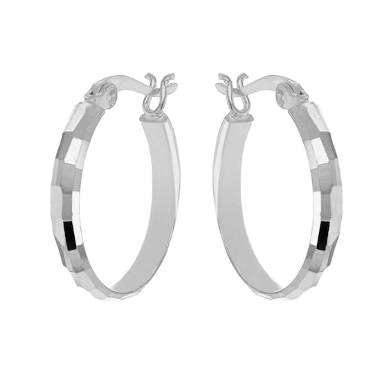 Sterling Silver 20mm Diamond Cut Hoop Earrings