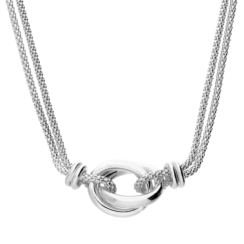 Main Image 1 of Sterling Silver 18&quot; Interlink Circle Pendant Necklace
