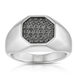 Sterling Silver & Black Cubic Zirconia Signet Ring