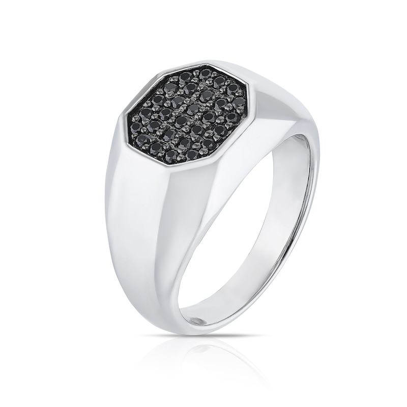 Main Image 2 of Sterling Silver & Black Cubic Zirconia Signet Ring