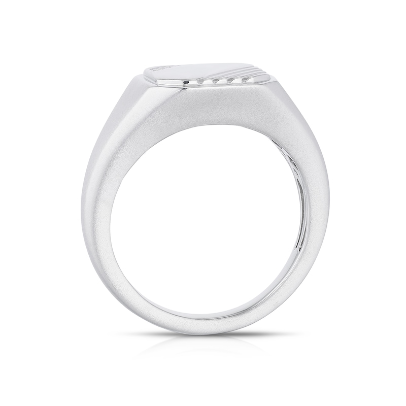 Main Image 3 of Sterling Silver Cubic Zirconia Matte & Polished Signet Ring