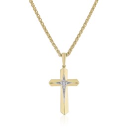 Sterling Silver & 18ct Yellow Gold Plated Vermeil Cubic Zirconia Cross Shaped Pendant