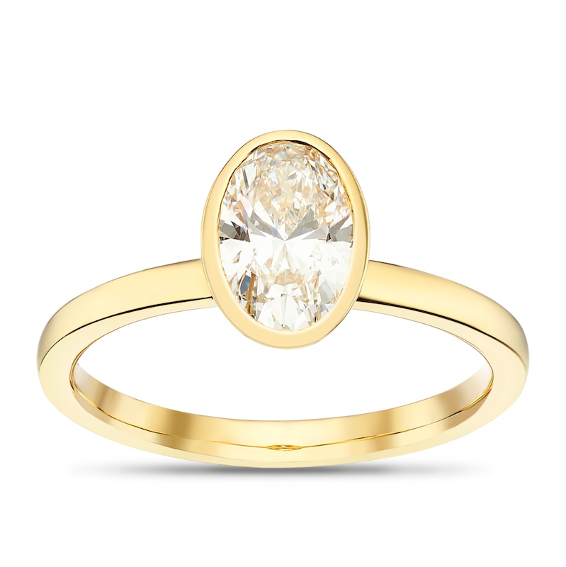 Main Image 1 of 9ct Yellow Gold Cubic Zirconia Oval Shaped Bezel Ring