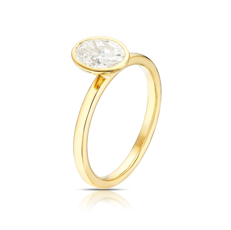 Main Image 2 of 9ct Yellow Gold Cubic Zirconia Oval Shaped Bezel Ring