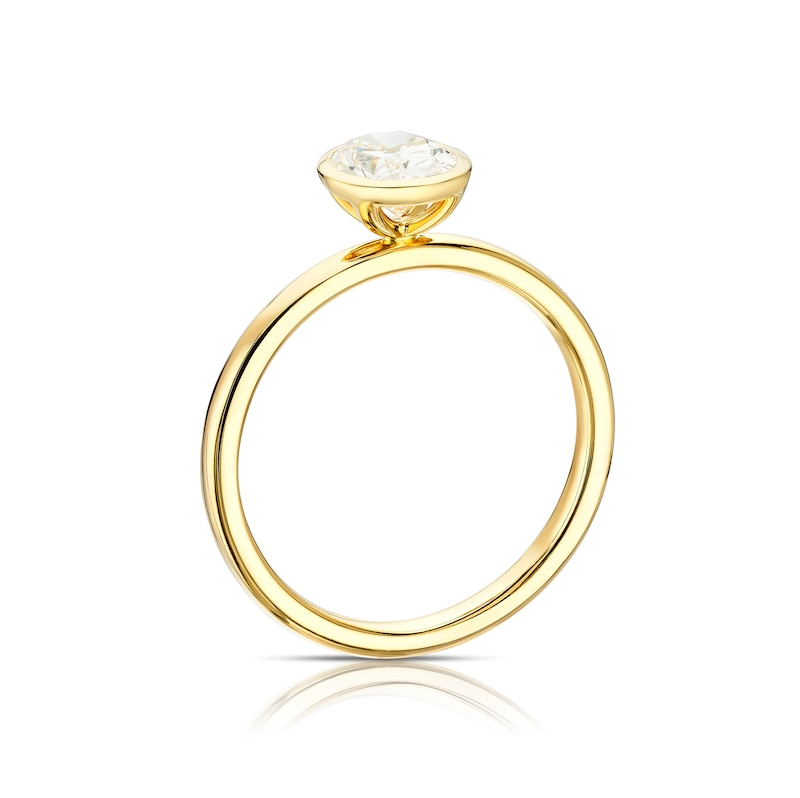Main Image 3 of 9ct Yellow Gold Cubic Zirconia Oval Shaped Bezel Ring