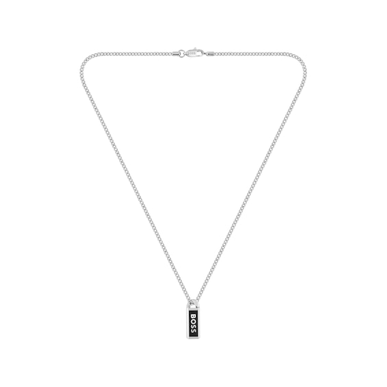 Boss Men's Silver Tone Kassy Emblem Stainless Steel Ip Pendant Necklace - Image 6