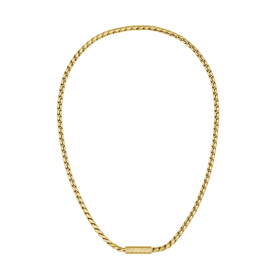 BOSS Doran Mens Light Yellow Gold IP Necklace