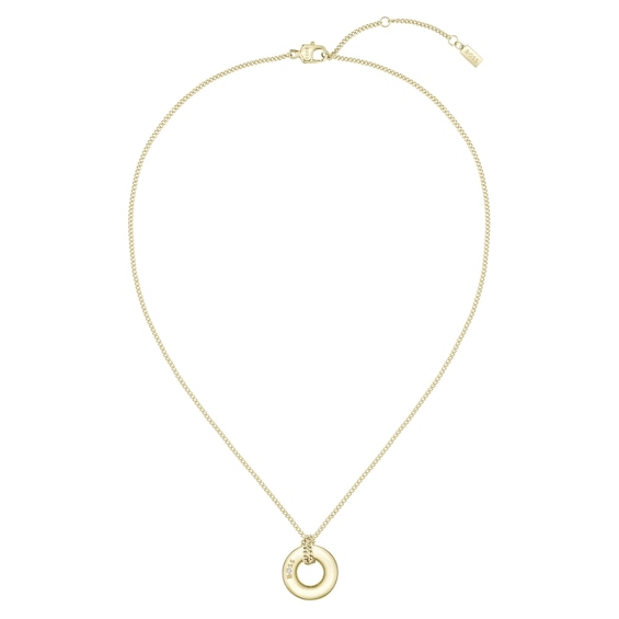 BOSS Live Ladies Gold IP and Crystal Circular Pendant Necklace