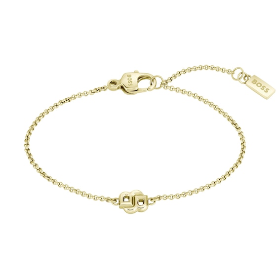 Women's Boss Double B Petit Light Yellow Gold Ip 6.3+1" Chain Bracelet
