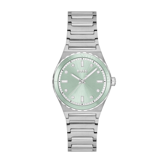Women's Boss Candor Sport 32Mm ' Green Dial & Stainless Steel Watch