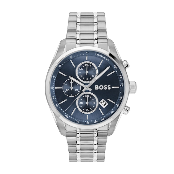 Men's Boss Grand Prix 44Mm Blue Dial & Stainless Steel Watch