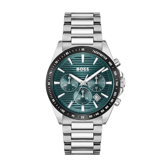 BOSS Strike 41mm Chronograph Mens Teal Dial and Stainless St