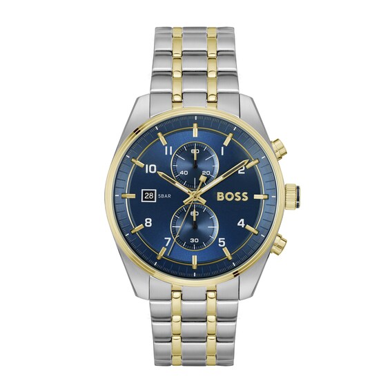 BOSS Skytraveller 44mm Chronograph Mens Blue Dial and Two To