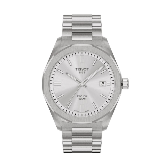 Men's Tissot Prc100 39Mm Solar Silver Dial & Stainless Steel Watch