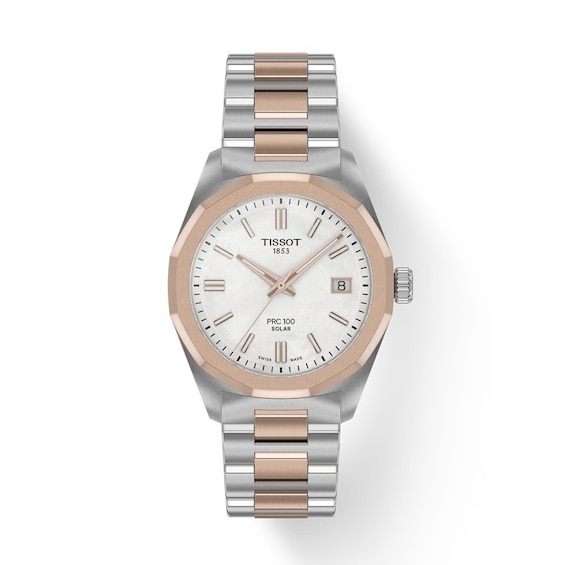 Women's Tissot Prc 100 Solar 34Mm Two Tone Bracelet Watch