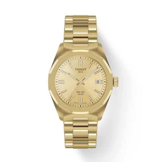 Women's Tissot Prc 100 Solar 34Mm Yellow Pvd Bracelet Watch