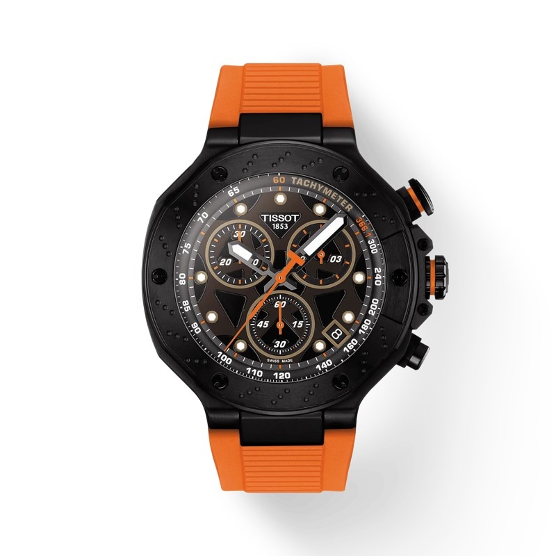 Main Image 1 of Tissot T-Race Chronograph PVD & Silicone Orange Strap Watch